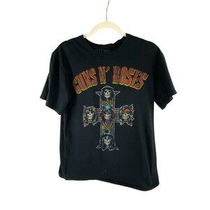 Guns N Roses Men's Black Graphic Band T-Shirt Sz M Cotton Crew Neck Goth Casual